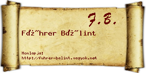 Führer Bálint névjegykártya
